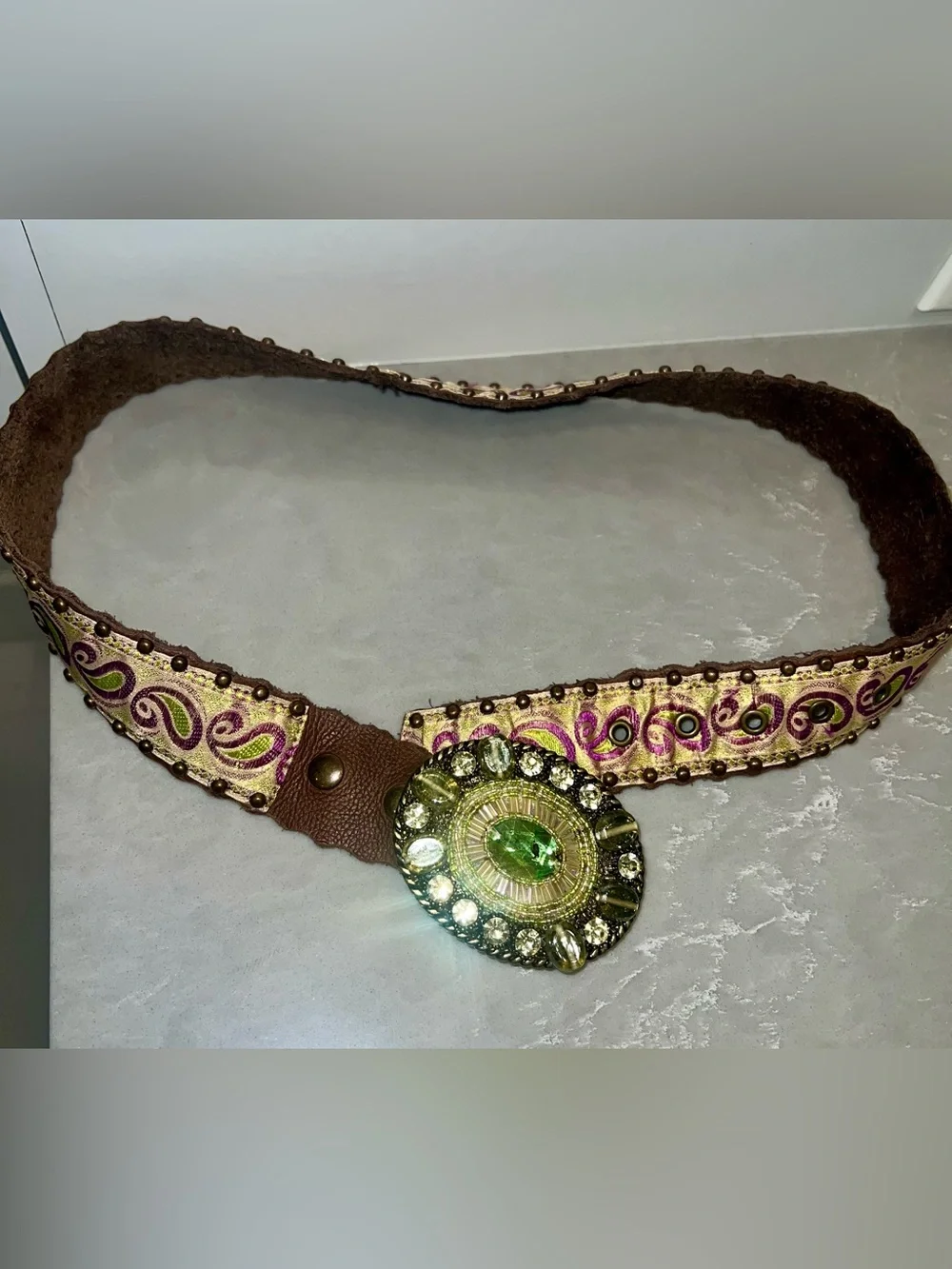 Leather Rock:  Embellished Genuine Leather Studded Belt-NO FLAWS